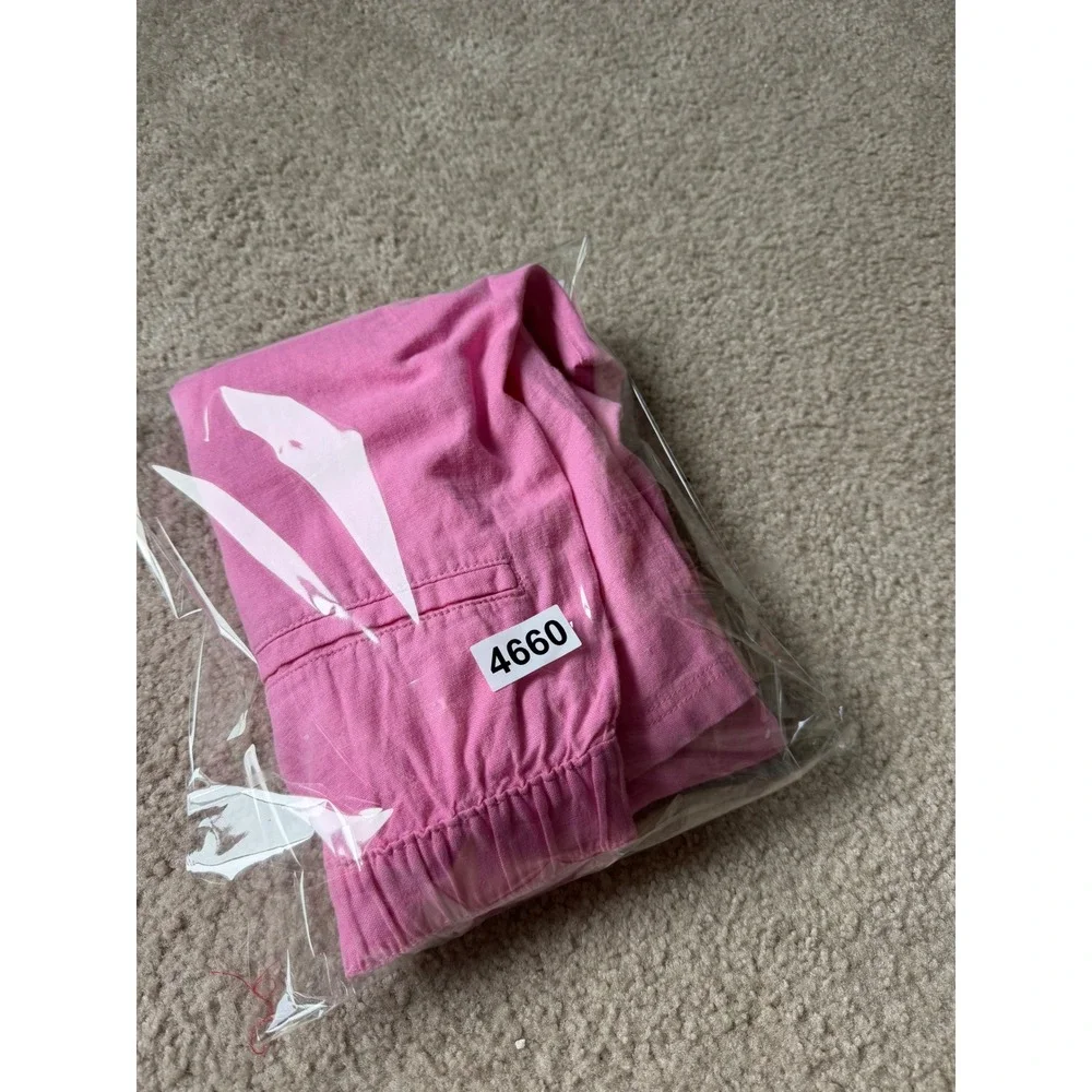 H&M Pants Wide Leg NEW Pink Linen Blend Pink Size XL